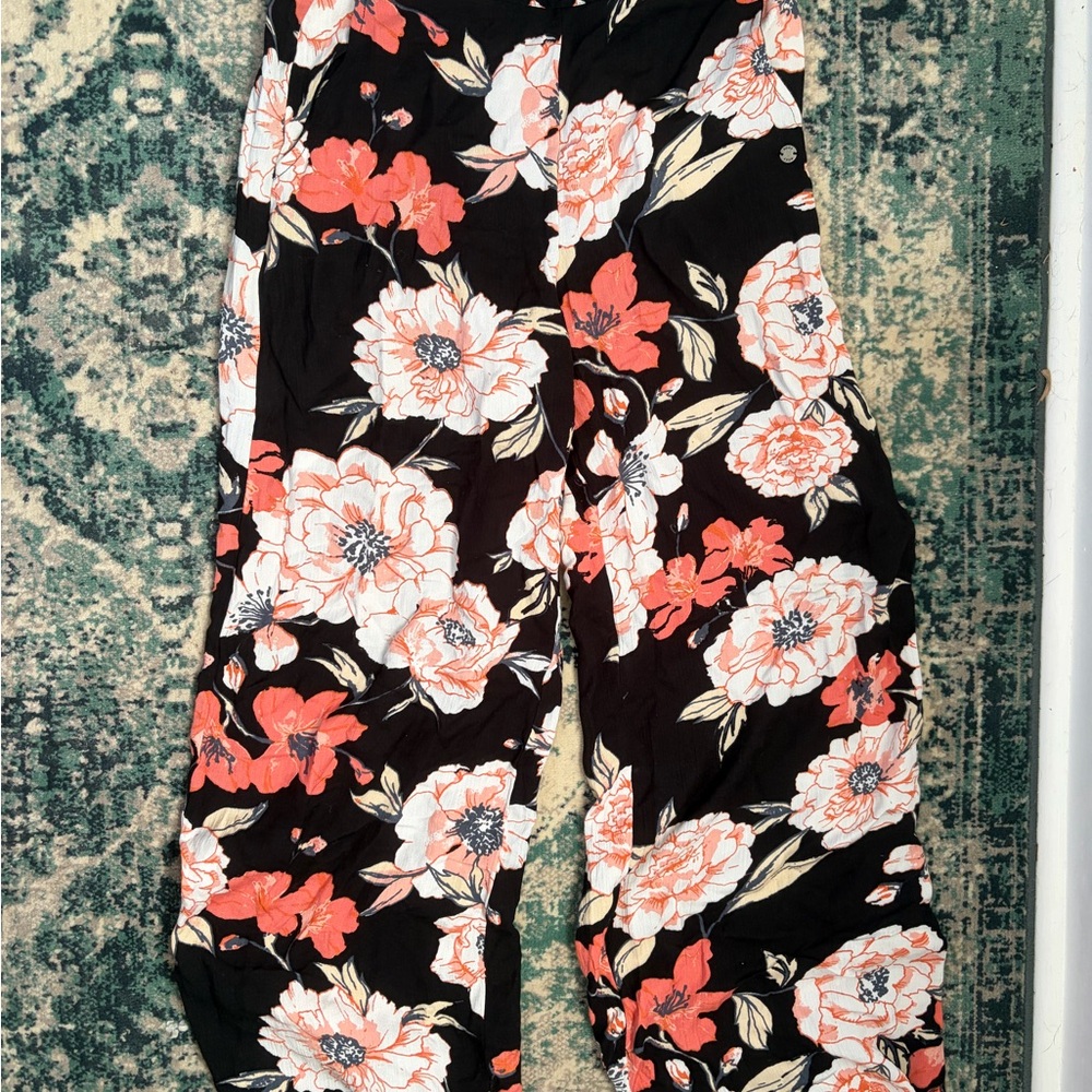Roxy Women’s Midnight Avenue Dobby Wide Leg Pants Relaxed Fit